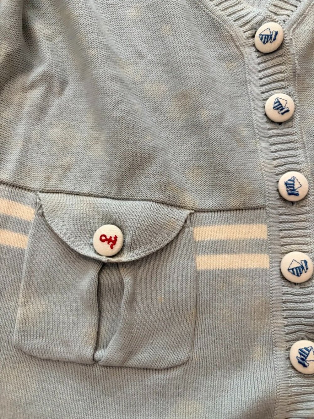 NWT Moth Anthropologie Nautical Ship Cardigan Sweater | Size M | Sky Blue - Picture 3 of 9